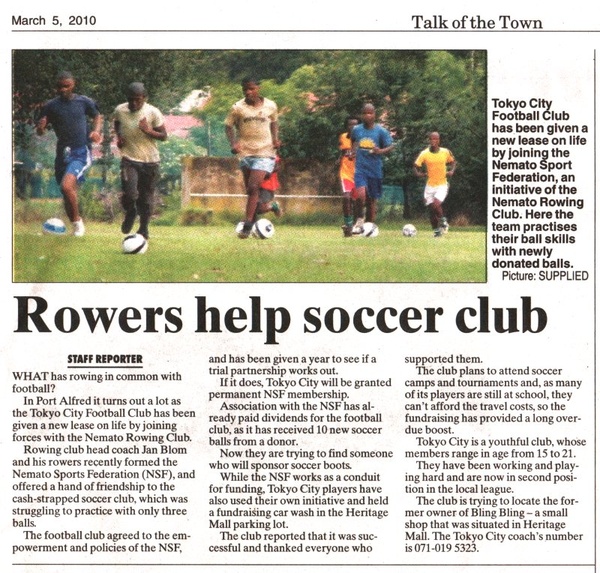 Rowers help soccer club